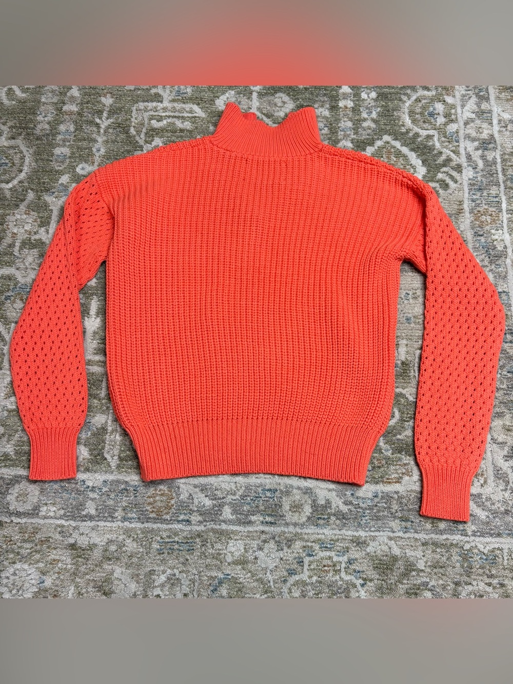 Scotch & Soda Coral Orange Quarter-Zip Knit Pullover Size S - Picture 9 of 9